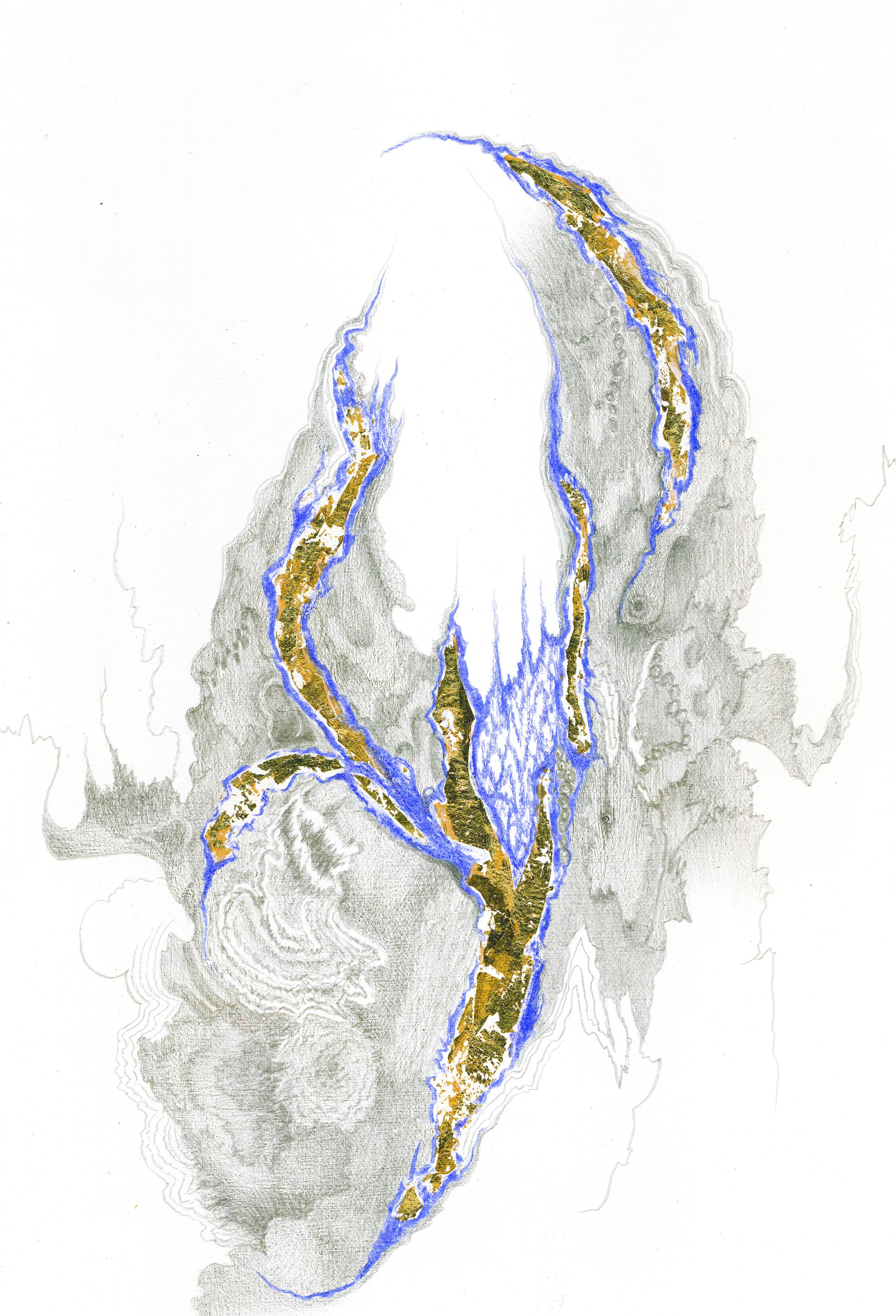 Evocations I, silverpoint and 24 carat gold foil, J. Cook artist