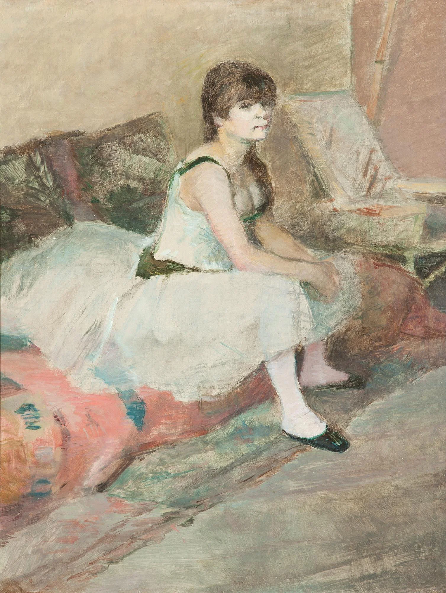 Dancer Seated on a Pink Divan, oil on canvas, 1884, Henri Toulouse-Lautrec (Image courtesy of The Dixon Gallery and Gardens)
