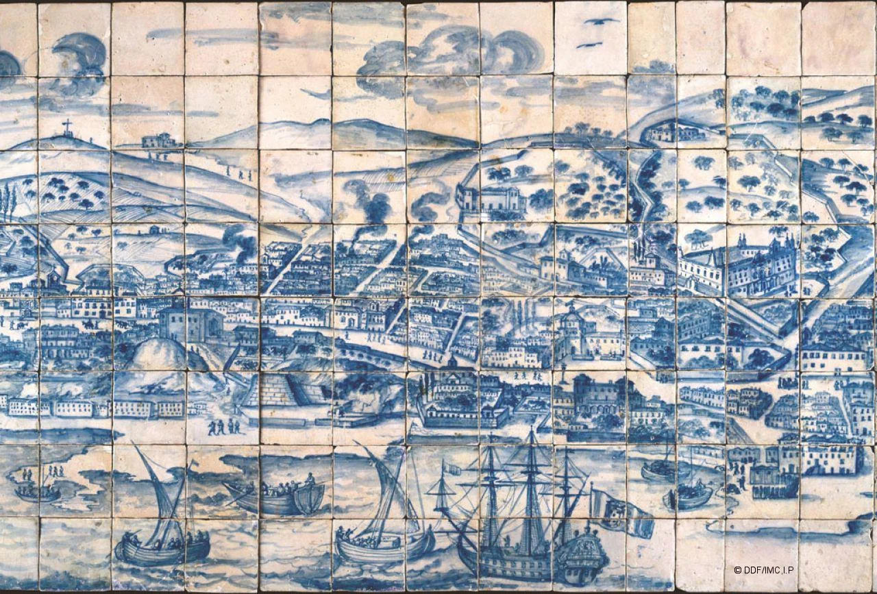 Panorama of Lisboa c. 1700, Blue and white tile. Image courtesy of Museu Nacional de Azulejo, Lisbon