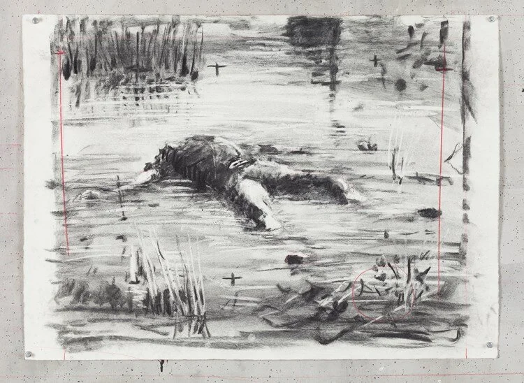 Untitled (Drawing from Wozzeck 17), William Kentridge, 2016, Charcoal and red pencil on Hahnemuhle paper, 56.5 x 78 cm, 22 1/4 x 30 11/16 inches, (Image courtesy of Goodman Gallery, Johannesburg)