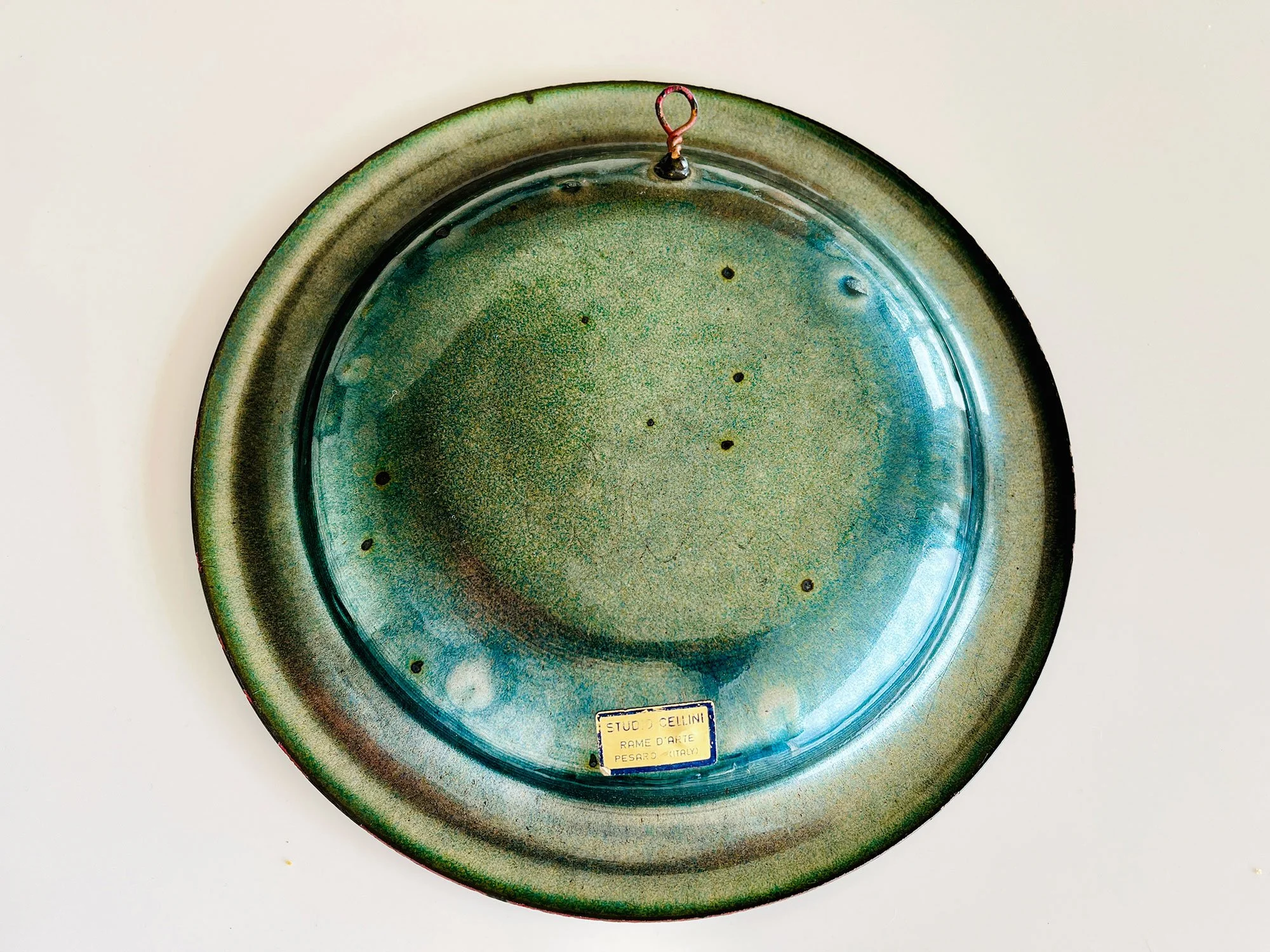 Enamelled copper plate by Cellini, Pesaro 1970s