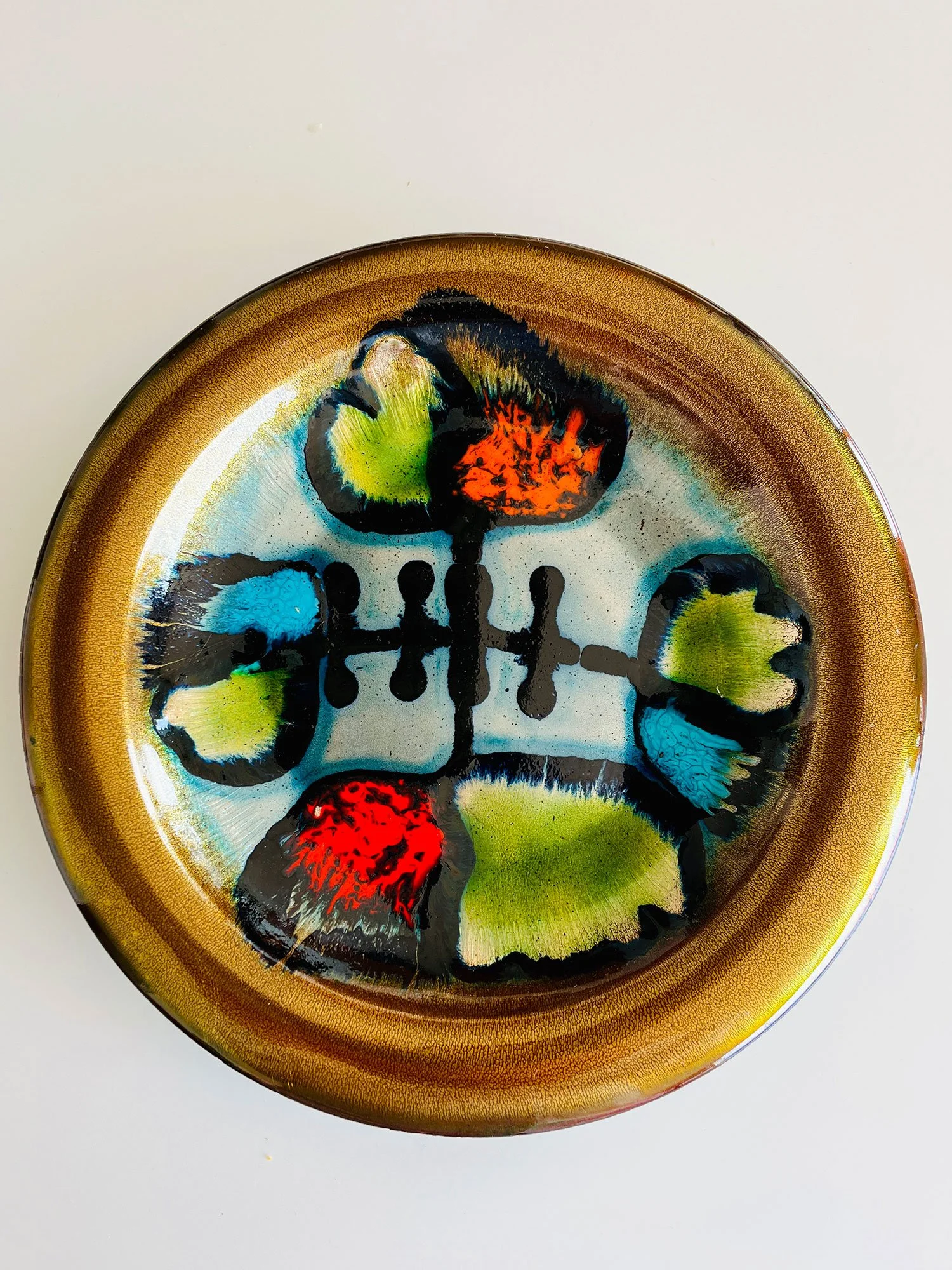 Enamelled copper plate by Cellini, Pesaro 1970s