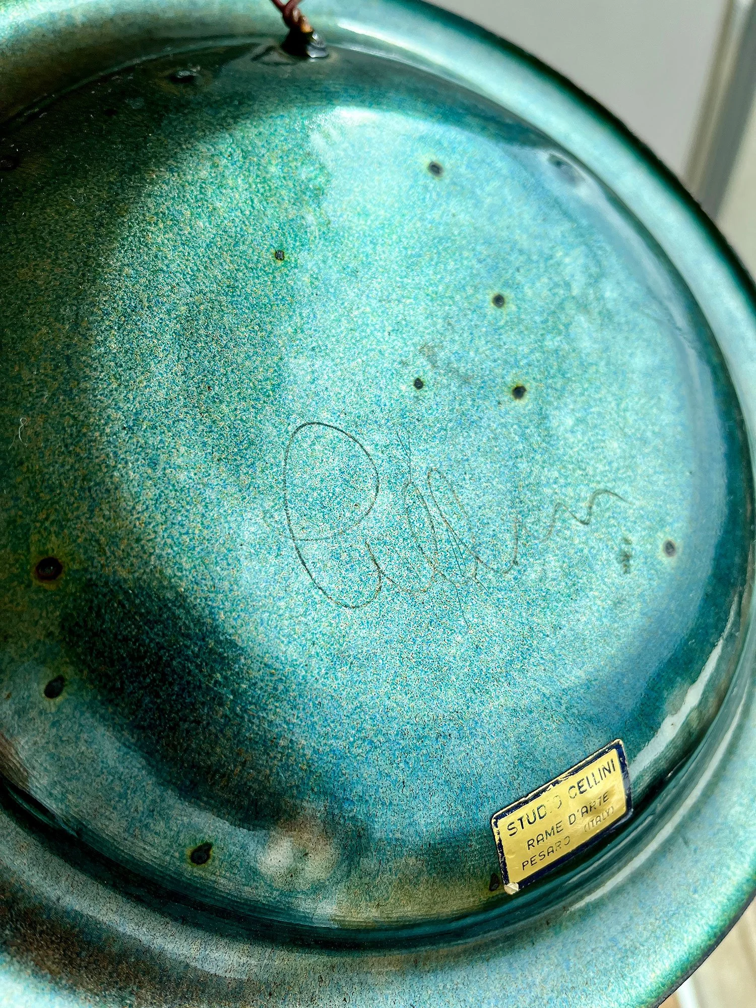 Enamelled copper plate by Cellini, Pesaro 1970s