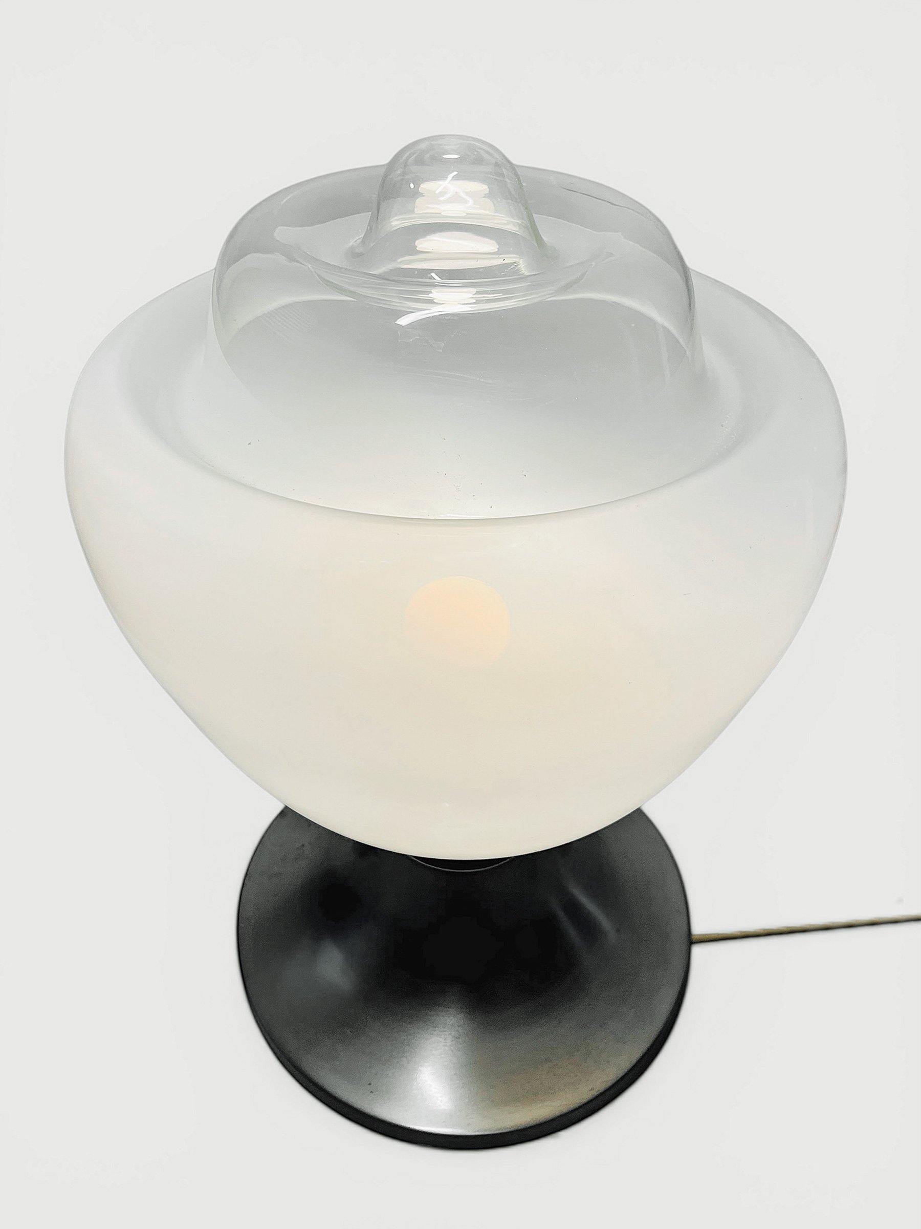 Carlo Nason, AV Mazzega, Murano opaline glass lamp, lattimo glass lamp