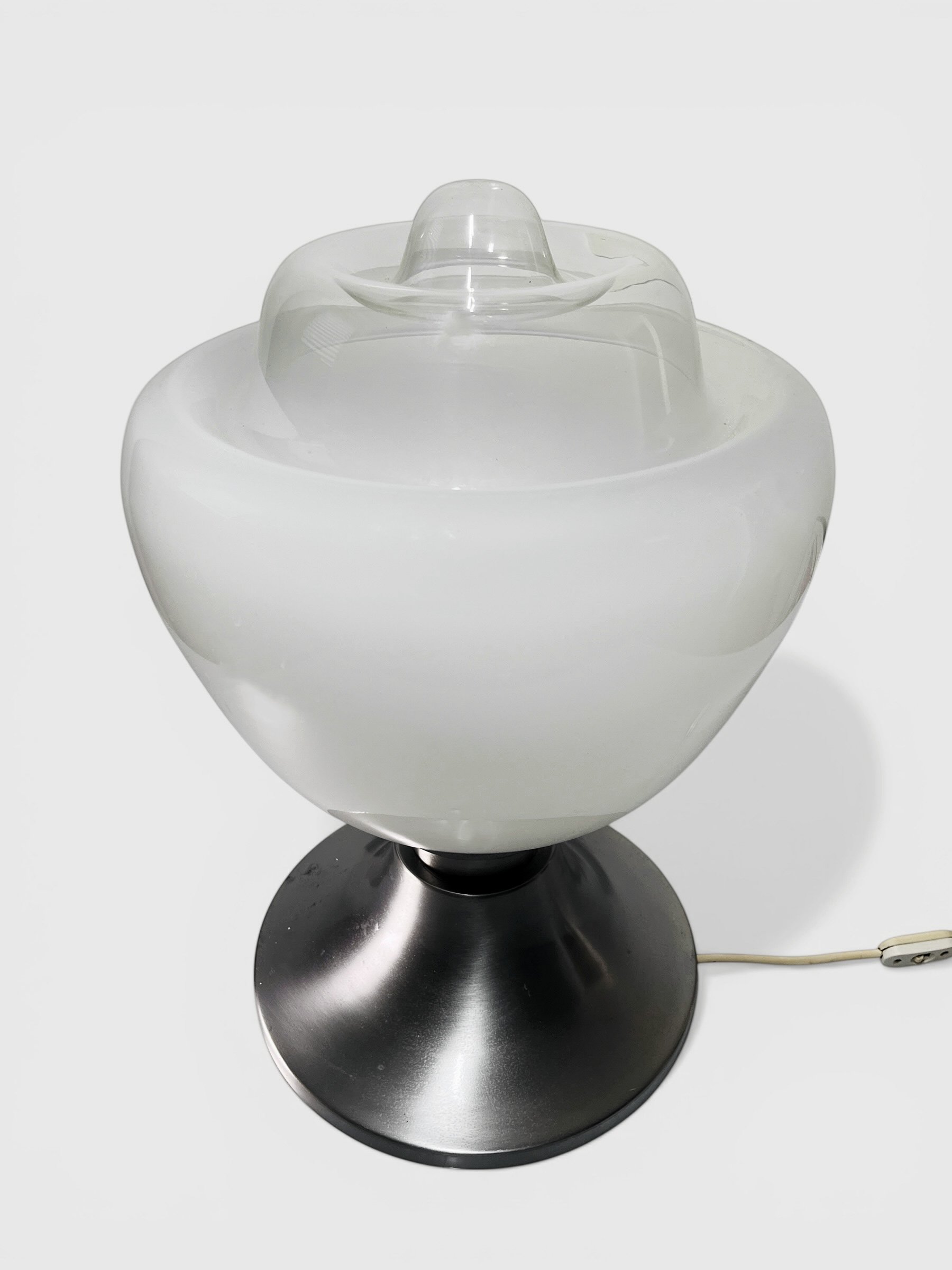 Carlo Nason, AV Mazzega, Murano opaline glass lamp, lattimo glass lamp