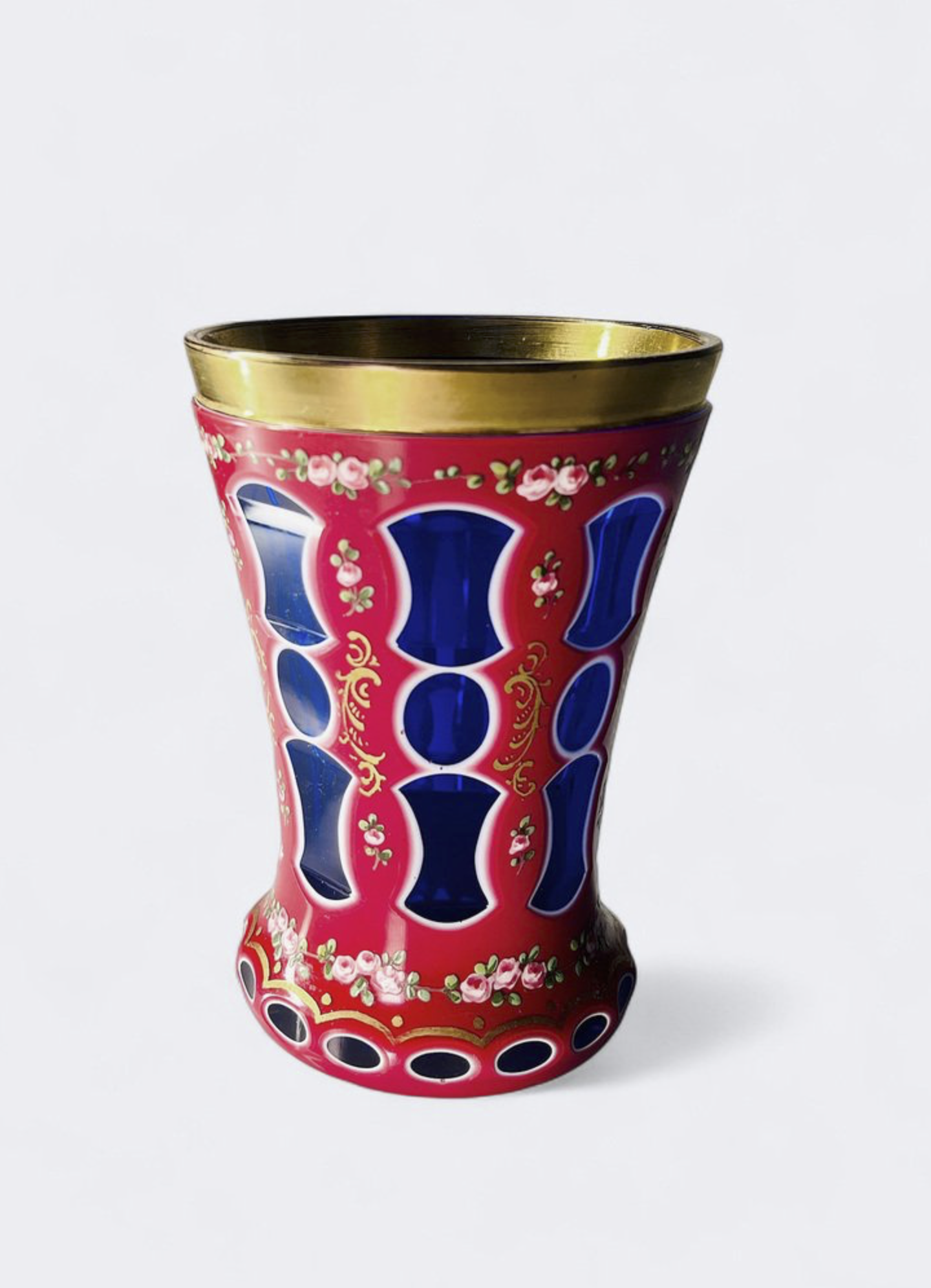 Bohemian glass vase, biedermeier glass