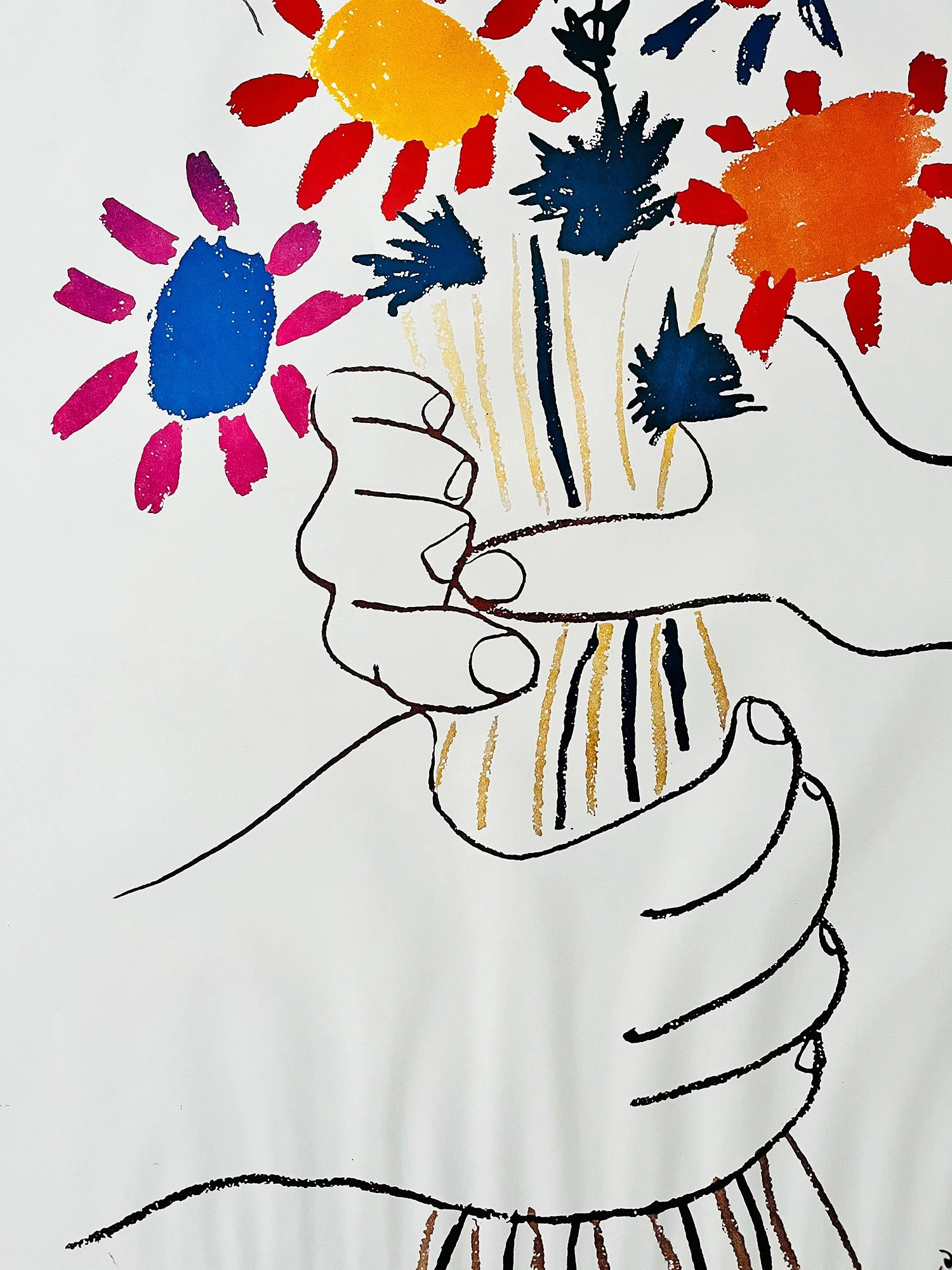 Lithograph "Mains au Fleurs" by Pablo Picasso, printed by Minerva A/S. Copenhagen