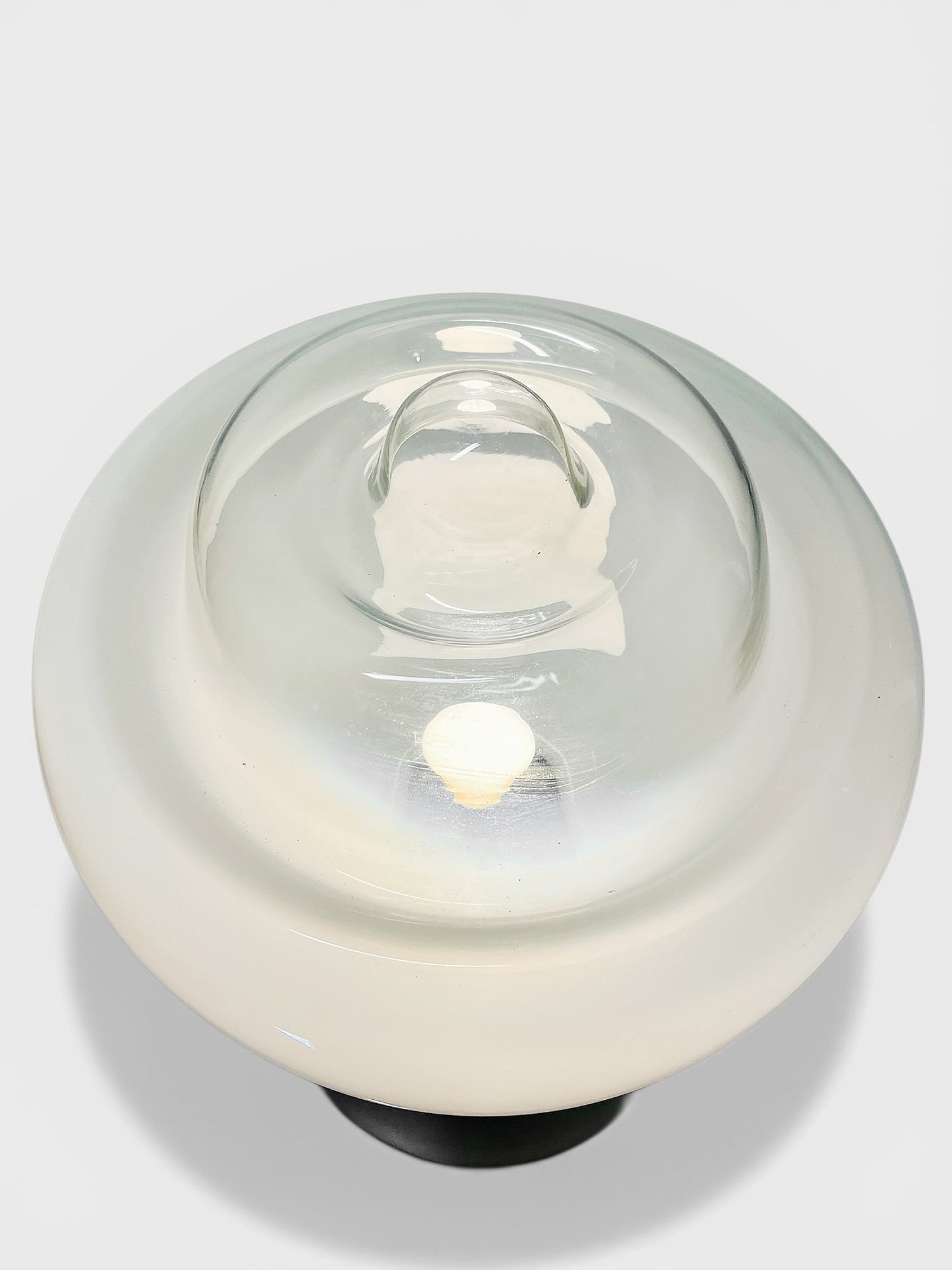 Carlo Nason, AV Mazzega, Murano opaline glass lamp, lattimo glass lamp