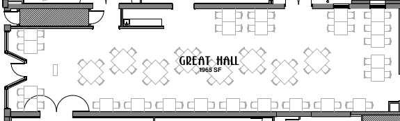 Basic Great Hall Floorplan (left is front/north entrance; to right is kitchen)