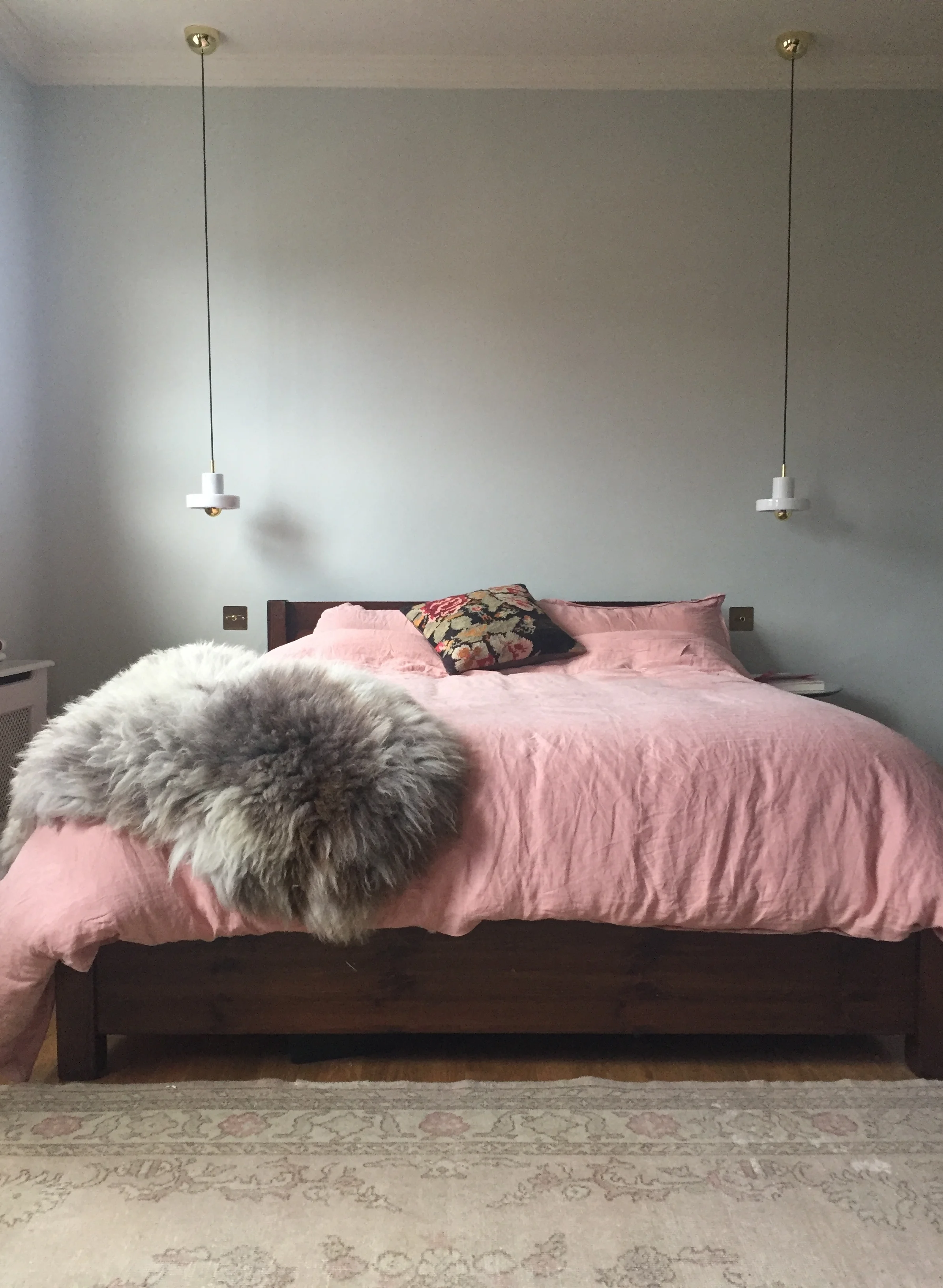 Dusty and a peak of our bedroom makeover so far...it's not finished yet!