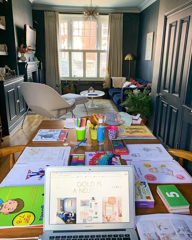 Big day at the Gold Is A Neutral house! This dining room/desk situations days are numbered. Both kids went back to school this morning. Nellie&rsquo;s just back for two days a week on reduced hours but I&rsquo;ll absolutely take it. Today I have effi