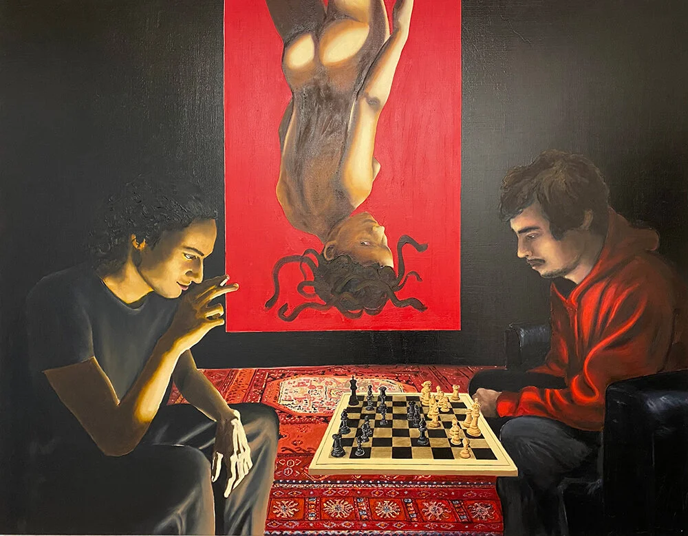 Stéphane Pencréac’h LES TRICHEURS 2 - 2021 - huile sur bois 114 x 146 cm