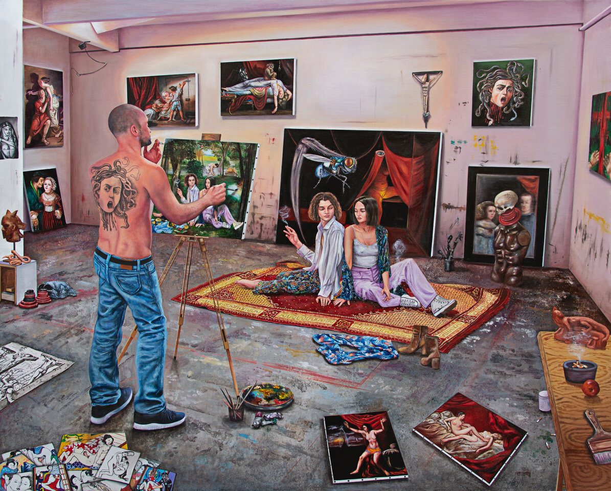 Nazanin Pouyandeh LES DEUX AMIS - 2020 - huile sur toile  130 x 162 cm