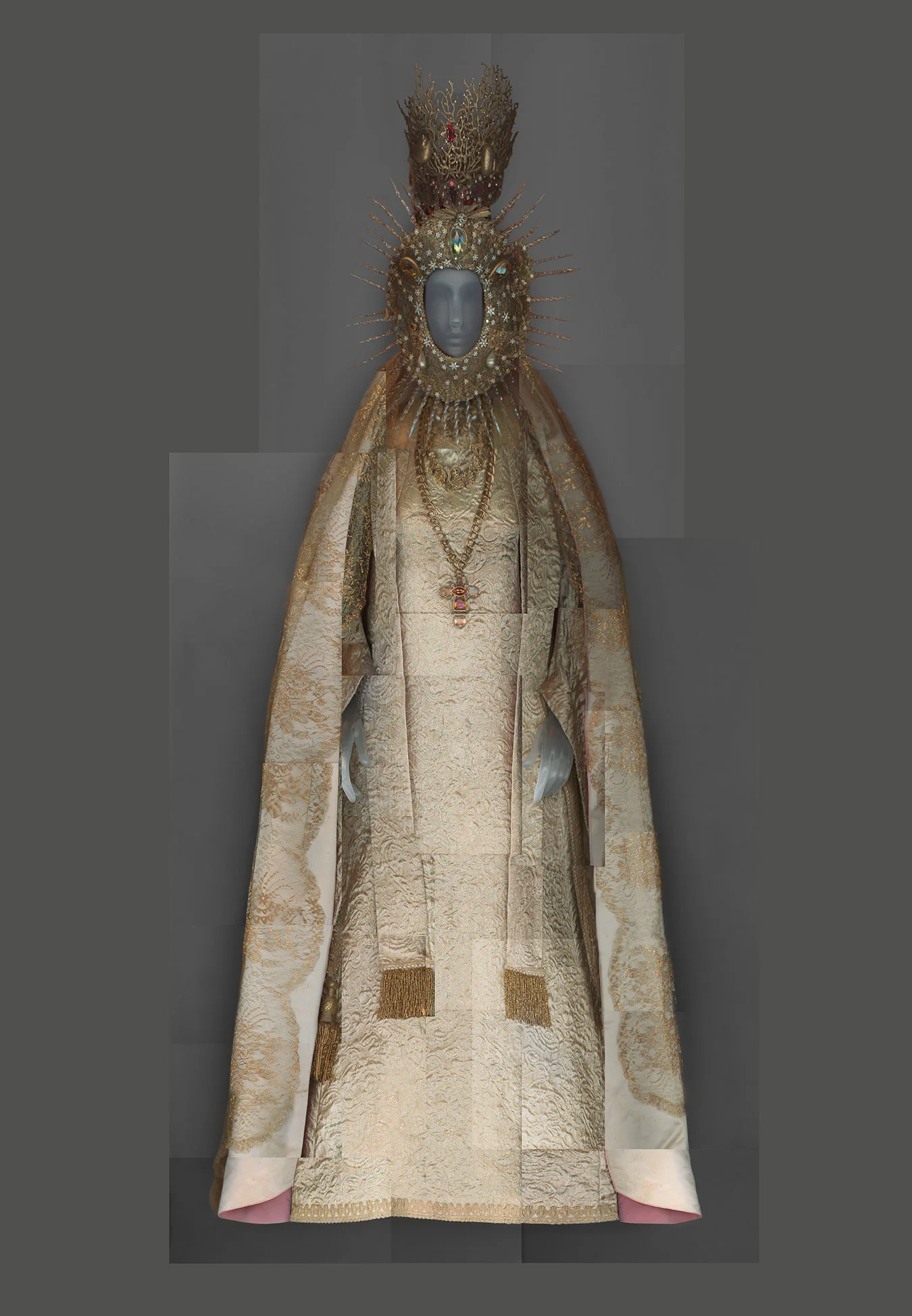 Statuary Vestment for the Virgin of El Rocío, YVES SAINT LAURENT | ca. 1985 | Courtesy of Chapelle Notre-Dame de Compassion, Paris | Image courtesy of The Metropolitan Museum of Art | Digital Composite Scan by Katerina Jebb