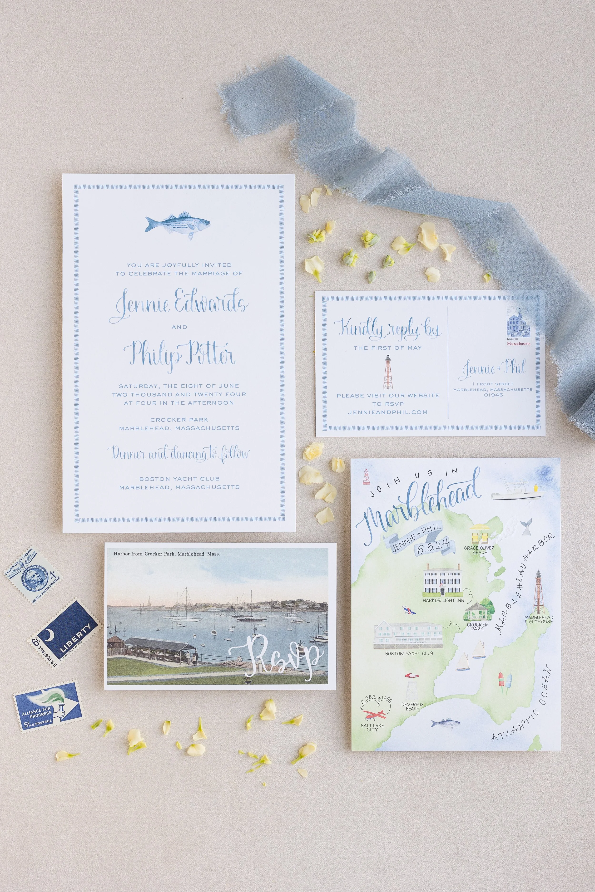 A9 Invitation Card, RSVP Postcard, Weekend Events Card, Custom Watercolor Map