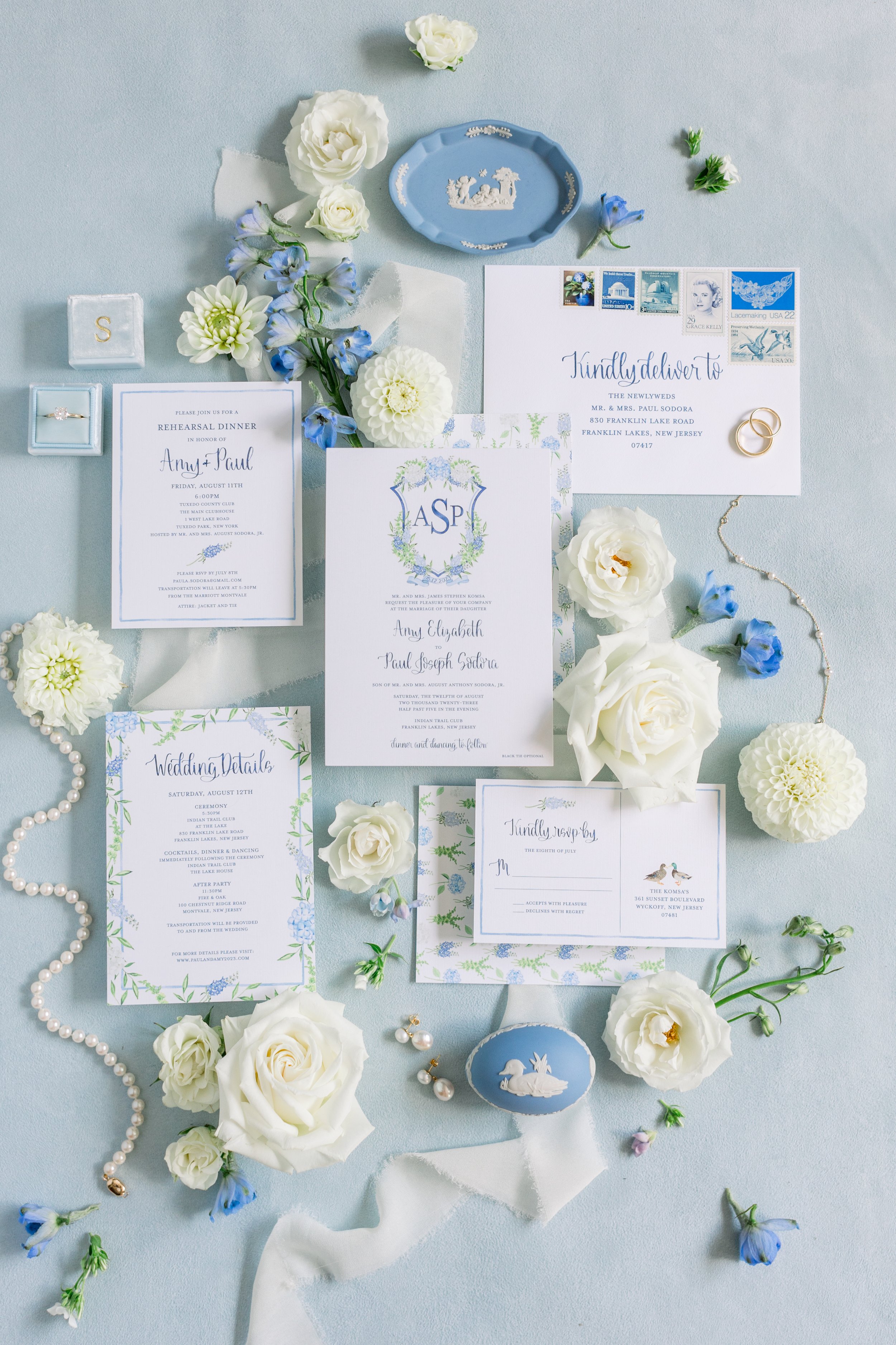 A7 Invitation Card, RSVP Postcard, Weekend Events Card, Rehearsal Dinner Invitation, Custom Watercolor Crest, Custom Watercolor Calligraphy