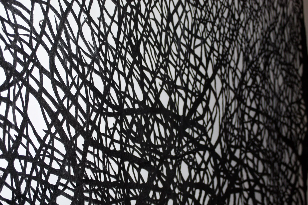 through the thicket, 2017, paper, 36" x 70" x 45"