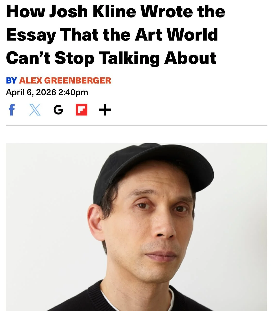 Friends and fellow artists, an important piece by Josh Kline published in October but reviewed in many places including ARTnews. Just google it and you will find it&mdash;many relevant insights. If you are struggling to have your work seen, supported