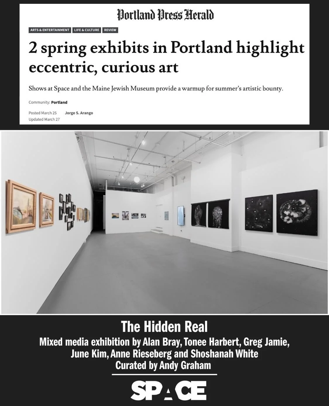 Friends in Maine and beyond&hellip; a must see show curated by @agraham43 at the one and only @space538 

@space538 is an antidote to the issues raised by @joshklinejoshkline 

If you don&rsquo;t follow this venue, please do. Their film program is pa