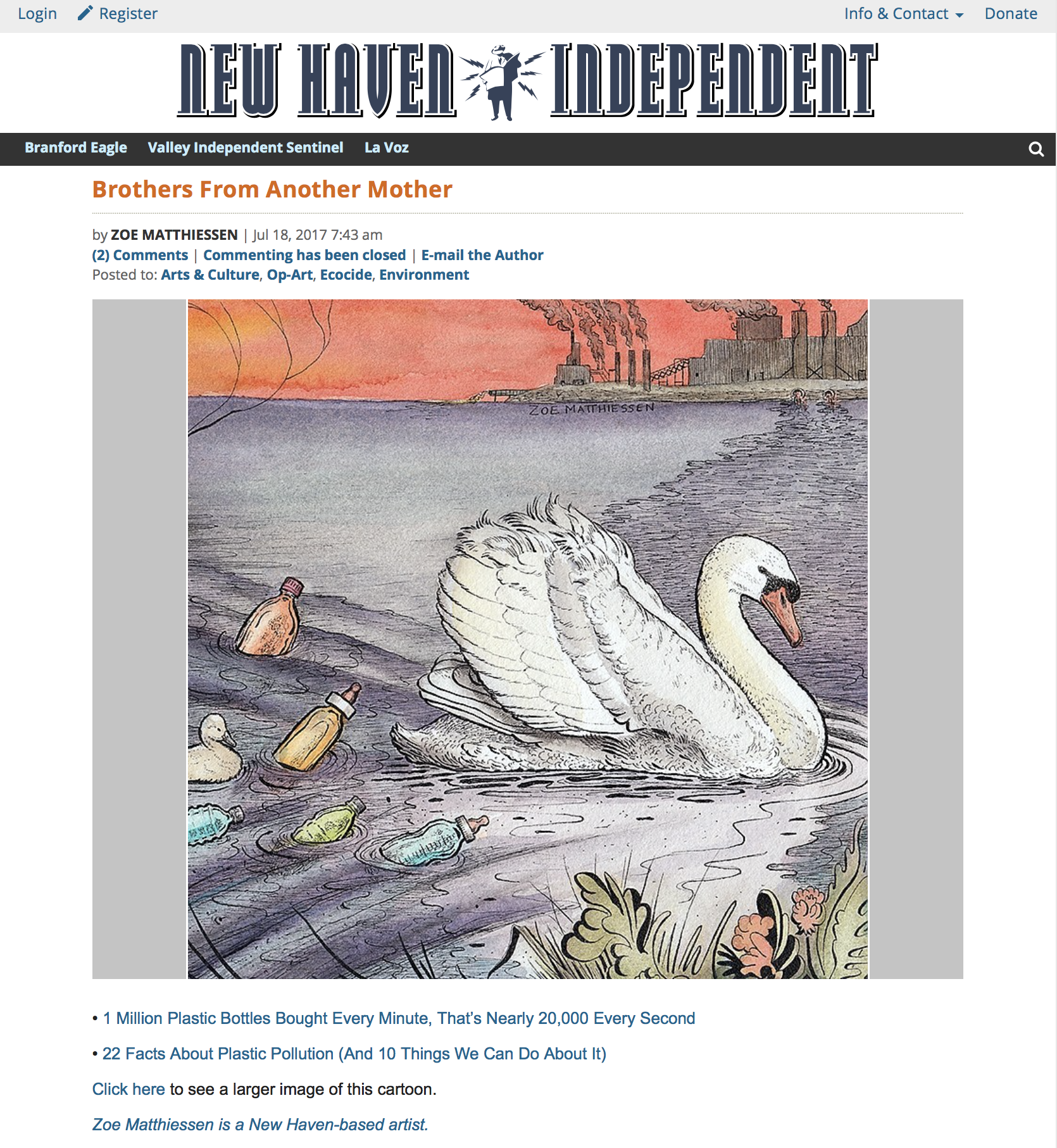 "Brothers From Another Mother" for the Op-Art "Ecocide" column in New Haven Independent