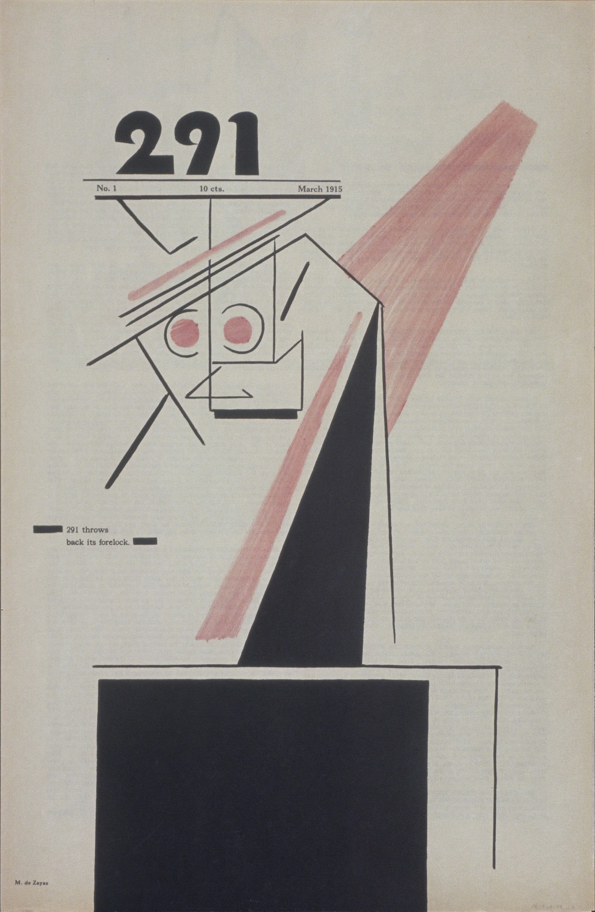 Marius de Zayas, Mexican, 1880 - 1961 Title page, from the journal "291" (No. 1, March 1915) (portfolio) 1915 Offset lithograph, hand colored on paper Sheet: 17 5/16 x 11 1/4 in. (44 x 28.6 cm) Hood Museum of Art, Dartmouth College: Gift of Edna K. Warner in memory of her husband Keith Warner PR.960.79.1A