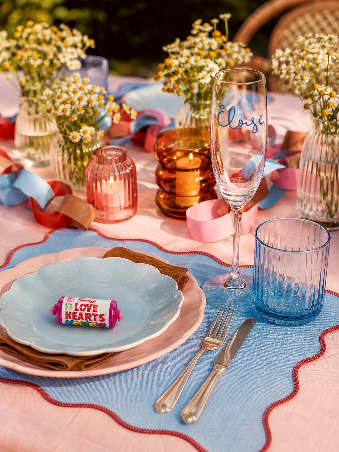 Champagne flute place name setting