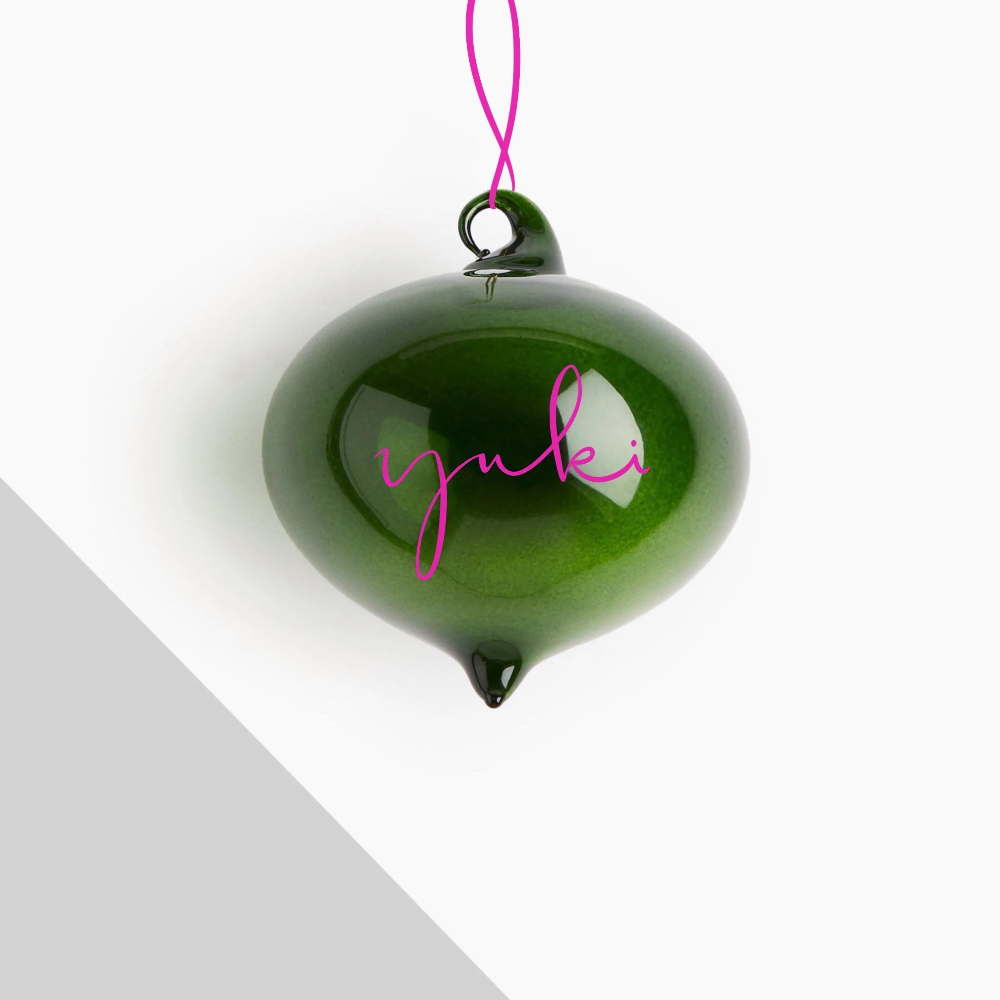 Personalised Glass Onion Bauble - Forest Green