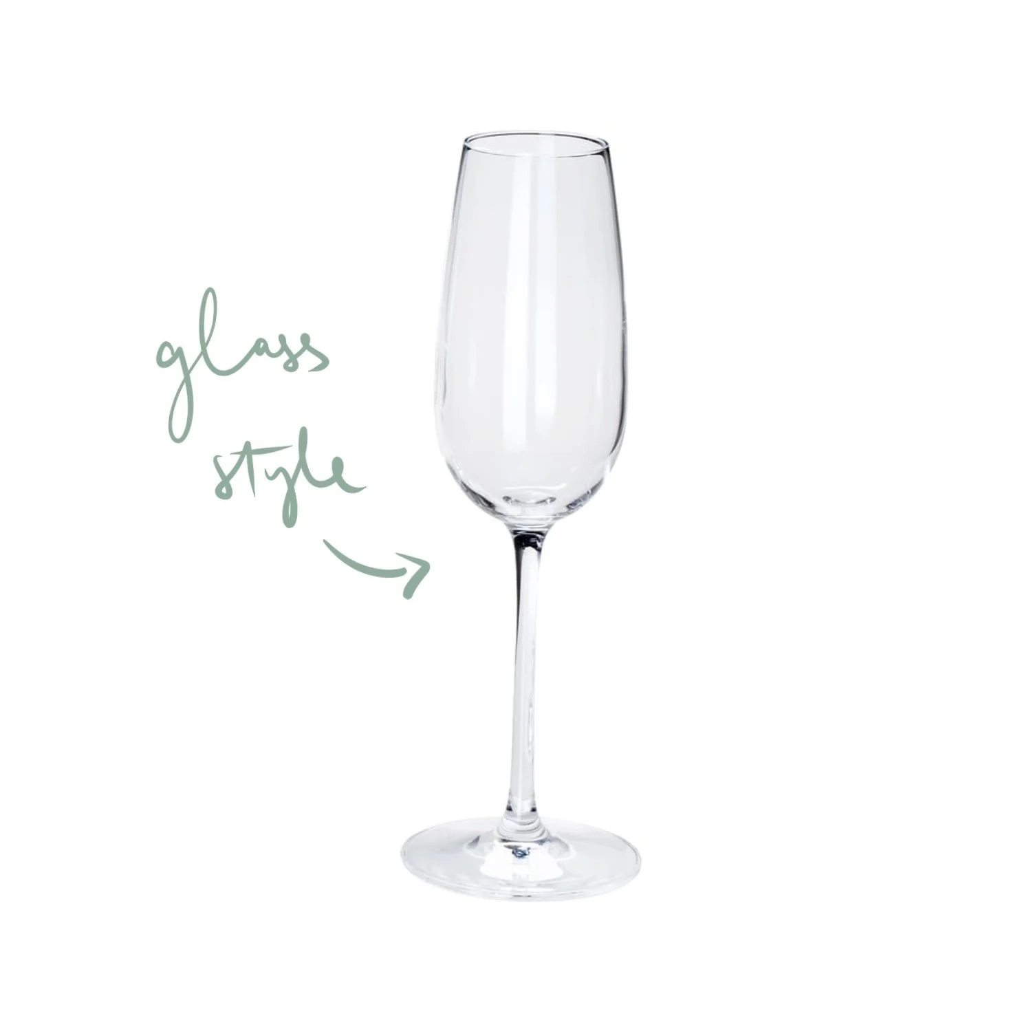 Champagne glass illustrating that this is the shape used for the personalised place names.
