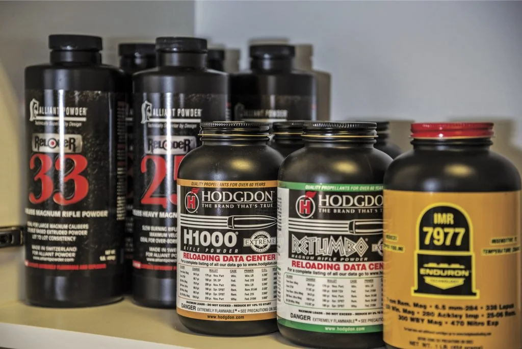 Quality components produce high quality ammunition. If you reload for a couple different calibers, your cabinet may soon start looking like a reloading store shelf.