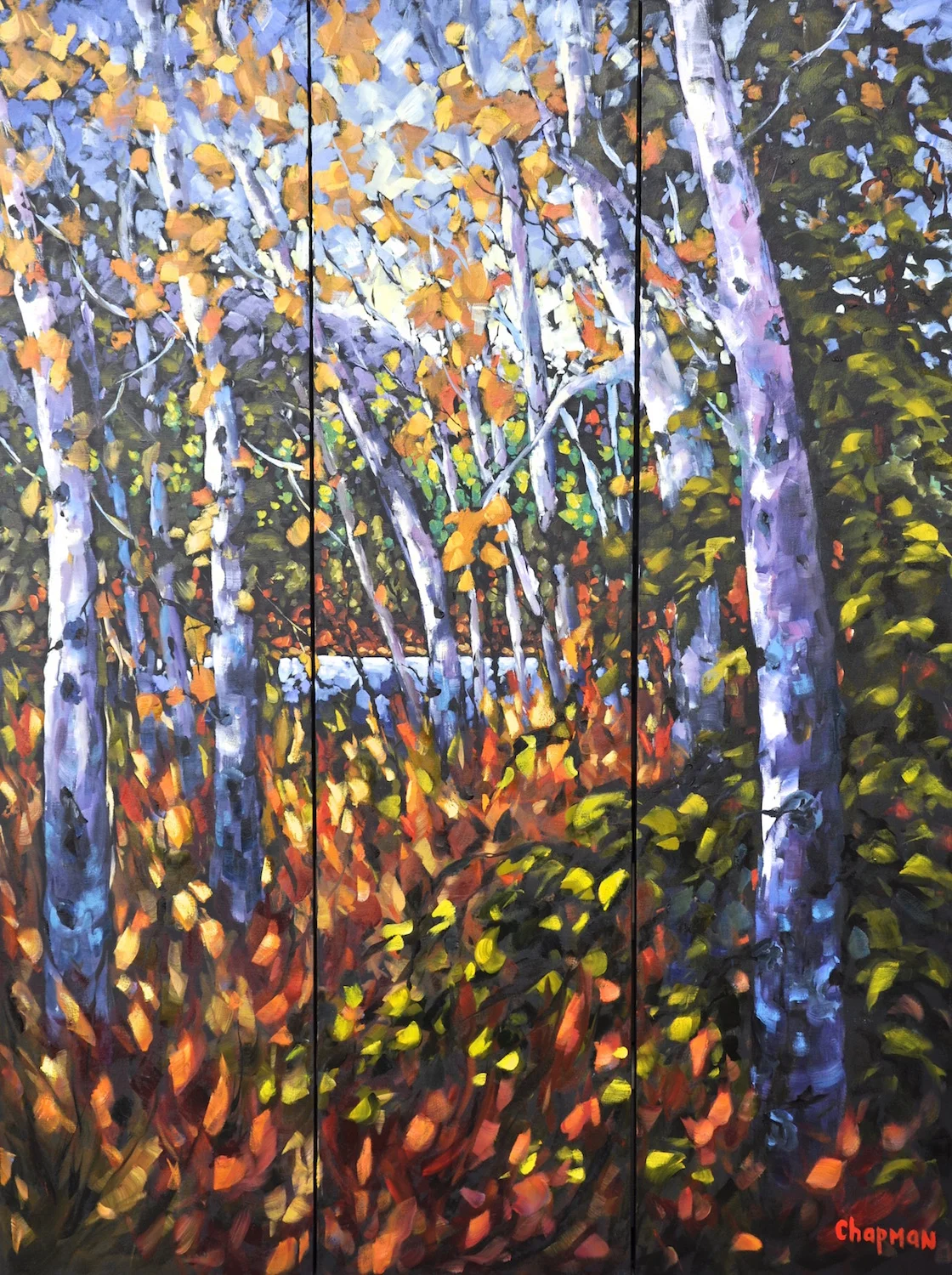 "A Fond Farewell" 72" x 54" total canvas size (each panel 72" x 18") Oil on Canvas Wrap $6950 (Contact the Avens Gallery, Canmore, AB) Sold