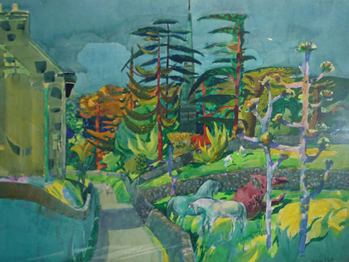 Country Road in England Signed and dated lower right: Millard Sheets 1964 (Watercolor on paper, 22 x 30 inches)