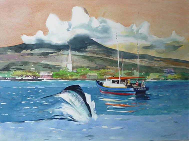 Untitled (Sword Fishing on the Boat 'Lanikai', HI) Signed lower right: Millard Sheets (Watercolor on paper, 22 x 30 inches)