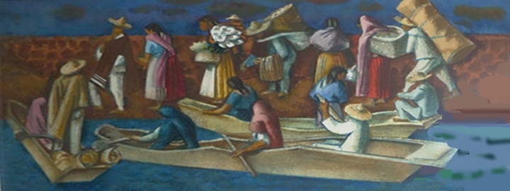 Market Bound (Circa 1950) Signed lower right: Millard Sheets Watercolor on paper, 10.75 x 23.25 inches)