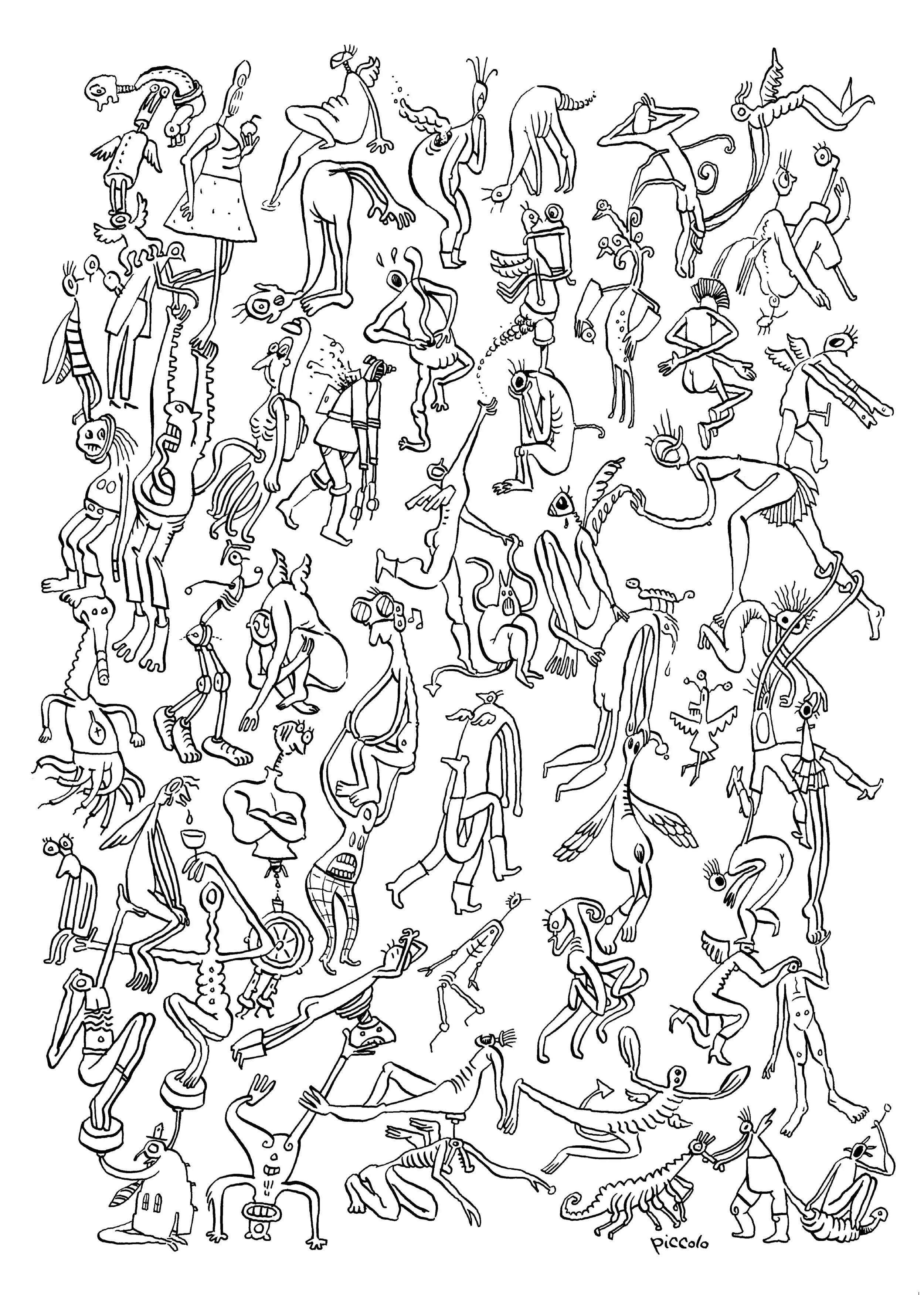 Line Ink drawing on Yupo paper (paper made with plastic fibres).