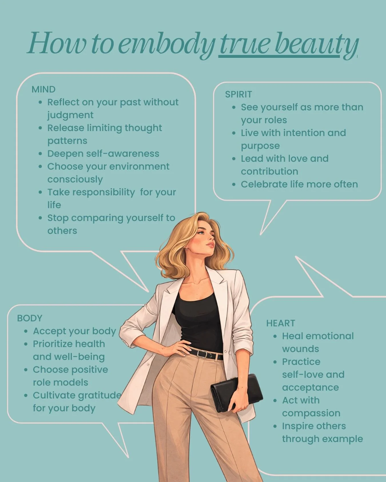 Feeling beautiful in your own skin isn&rsquo;t a destination ✨
It&rsquo;s a practice.

True beauty isn&rsquo;t about perfection &mdash; it&rsquo;s about alignment.
Mind 🧠 Body 🤍 Heart 💗 Spirit ✨

When we stop performing beauty and start embodying 