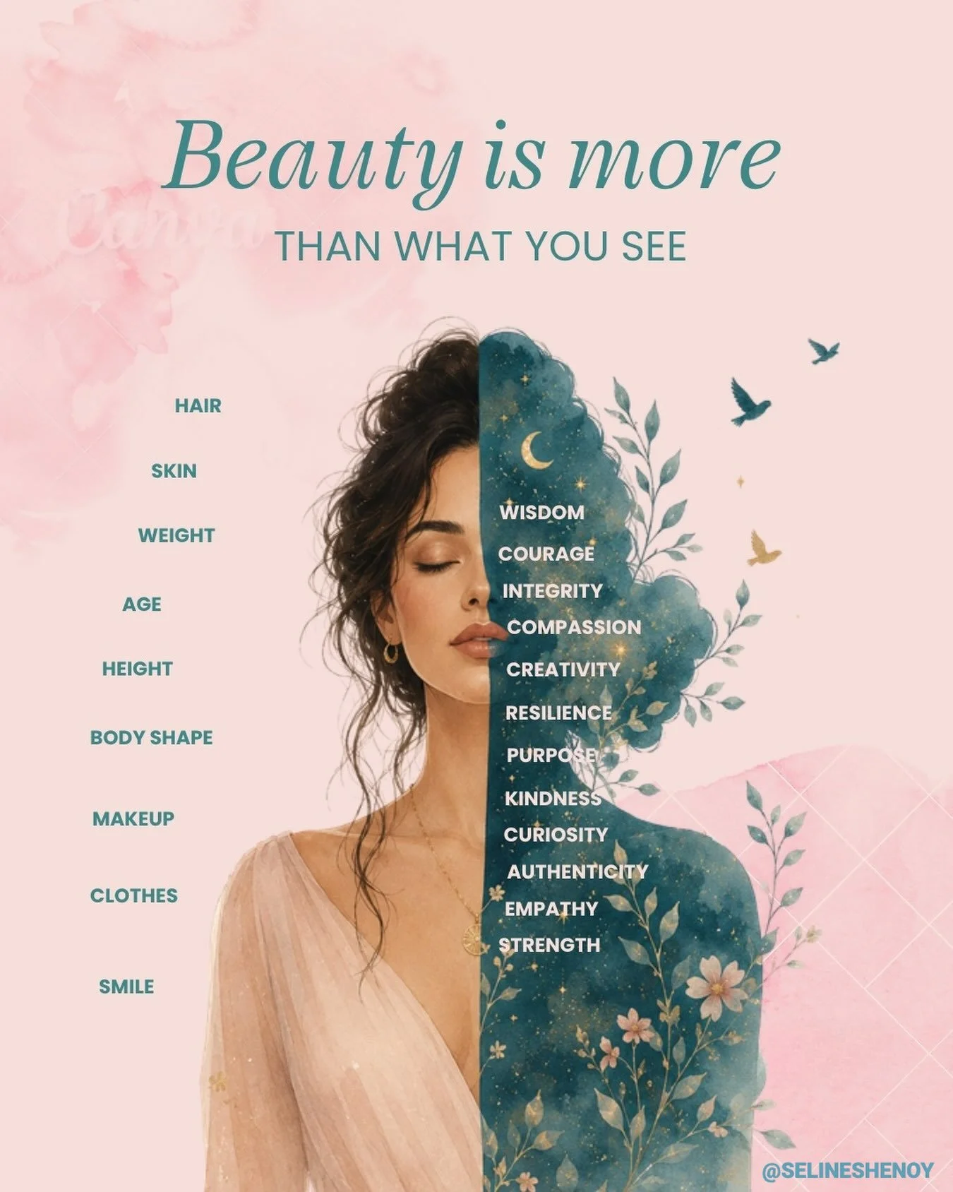 Beauty is so much more than what we see in the mirror. 🌸

We often think of beauty in terms of our skin, hair, weight, age, body shape, or the way we dress. And while there&rsquo;s nothing wrong with enjoying our appearance, beauty has so many other