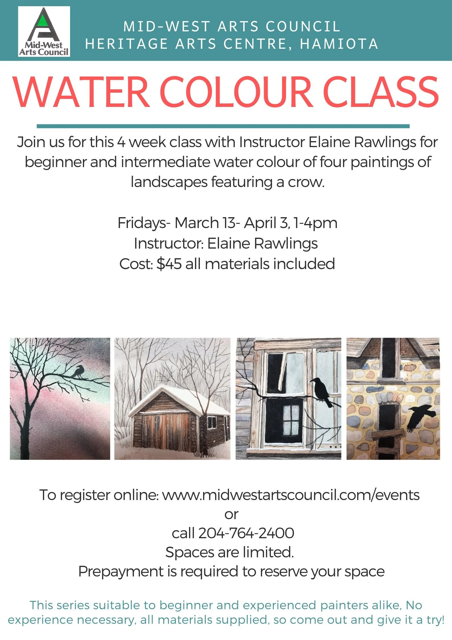 Spring Water Colour Class Friday Afternoons