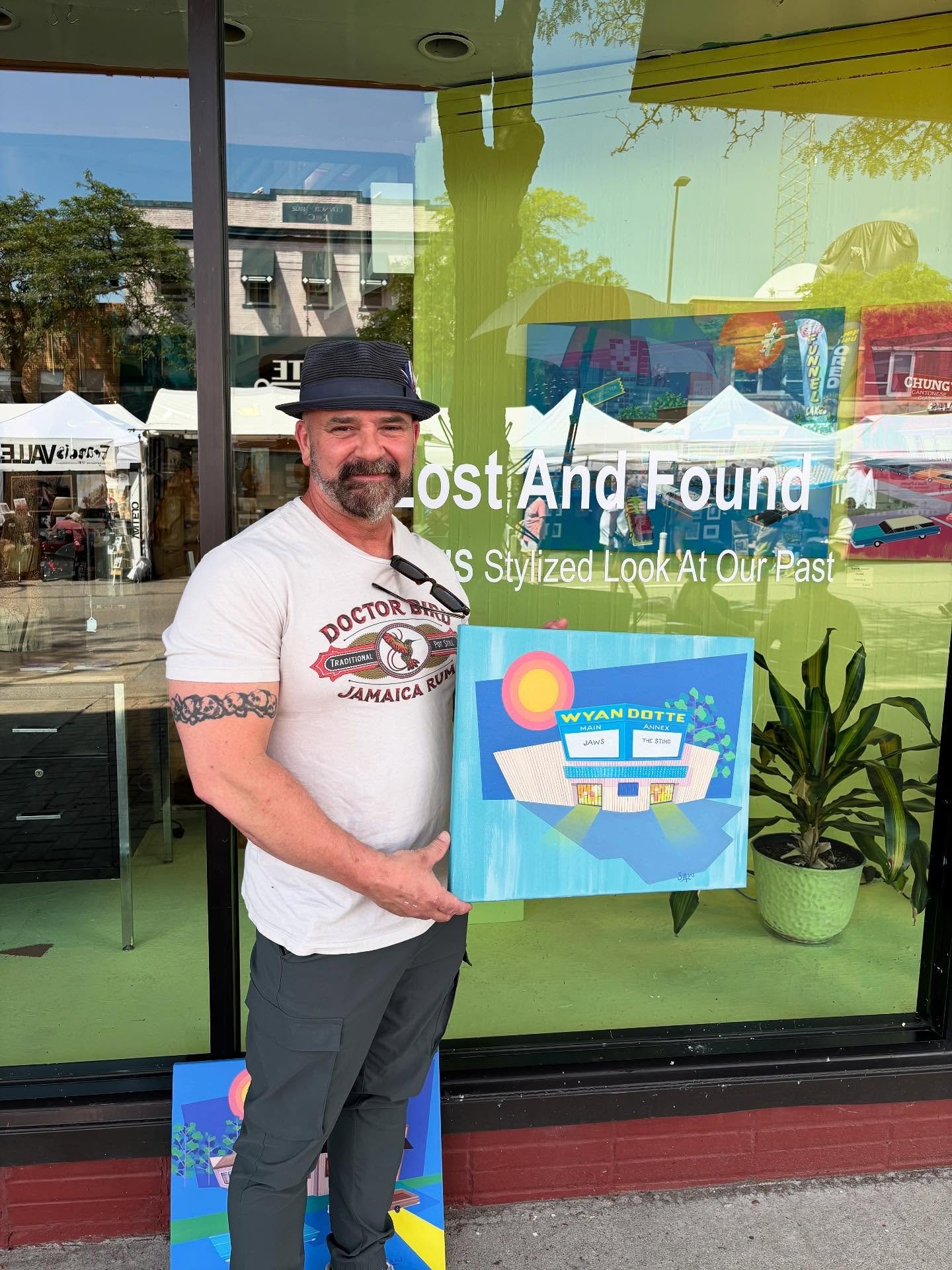 Yeah!!!!!! SLAW brought in some new pieces for his “LOST N’ FOUND” exhibition.
Wyandotte themed for the Wyandotte fair!
The historic Wyandotte Theatre and the good ol’ Speedboat bar & grill on Biddle
#wyandotte #past #h