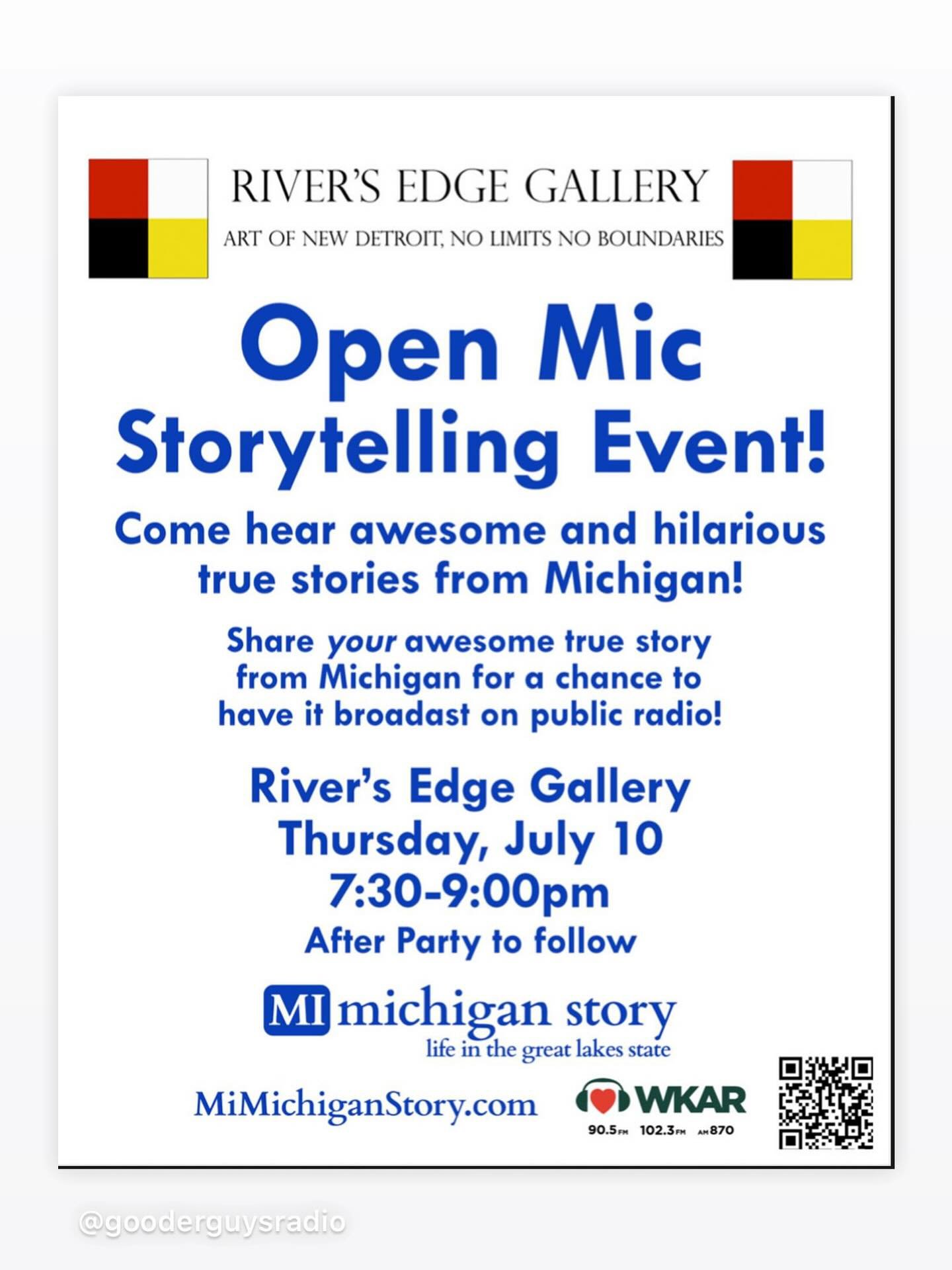 Live story telling tonight at the gallery with @rob.prince starts at 7:30! #storytelling #live #wyandotte #michigan
