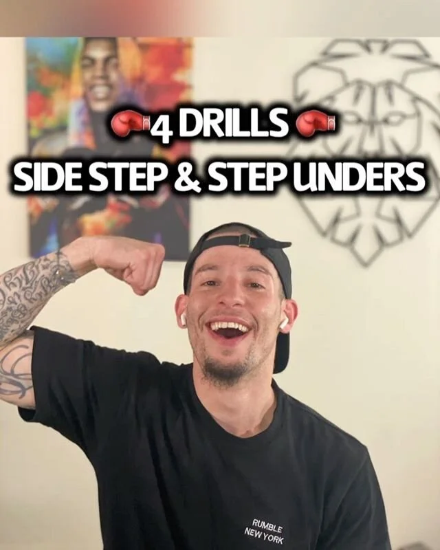 🥊4 DRILLS - SIDE STEP &amp; STEP UNDERS
.
It&rsquo;s only right we throw some merengue on this🕺🏻
.
Another layering drill for you to practice. The main focus is the side step - using the feet to evade and get in position to counter. Start w/ drill