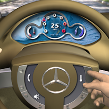 MERCEDES BENZ STEERING WITH GUI Patton Design creates an advanced interactive steering wheel GUI for Mercedes.