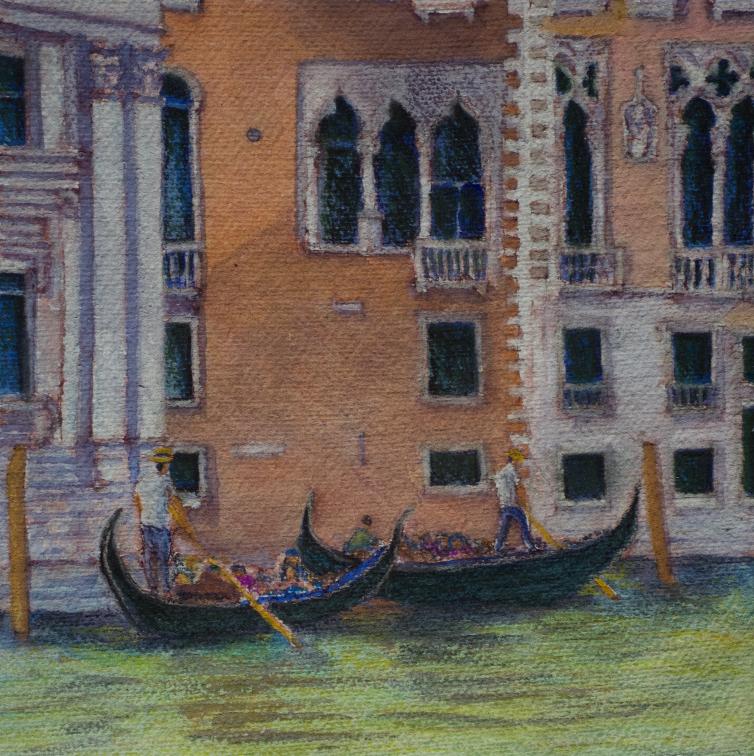  Venetian Canal, 2018  pastel on paper, 9x9 inches 