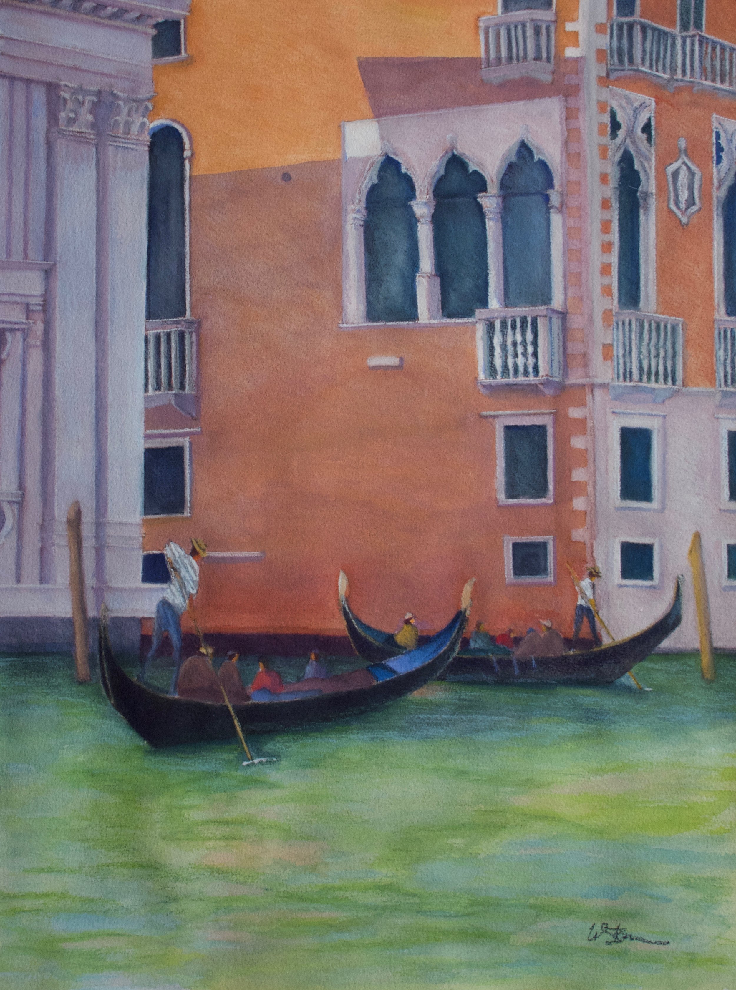  Reflected Light in a Venetian Canal, 2018  pastel on paper, 18x24 inches 