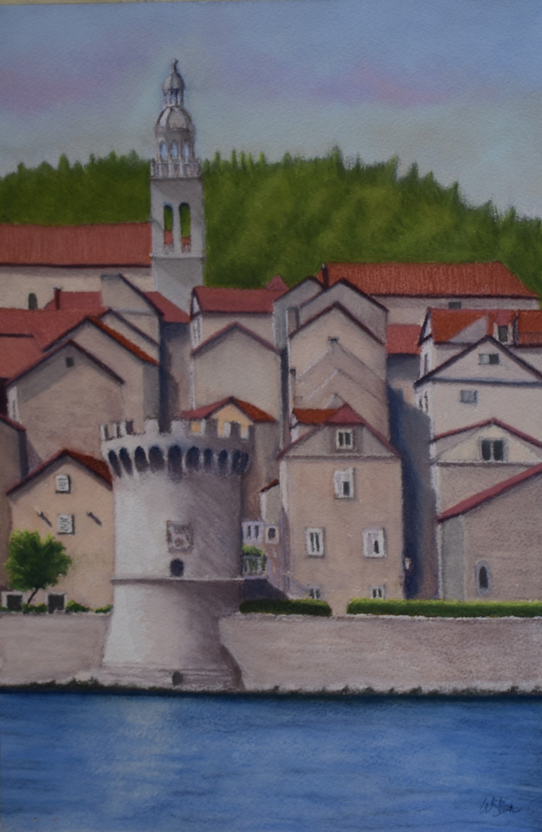  Korcula, 2023  pastel on paper, 12x18 inches 