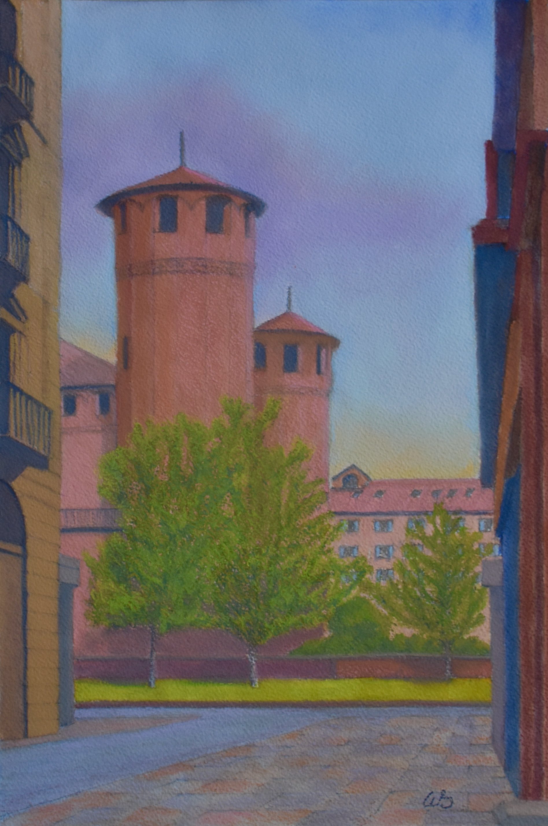 Turin Palazzo Madama, 2025 pastel on paper, 12×18 inches