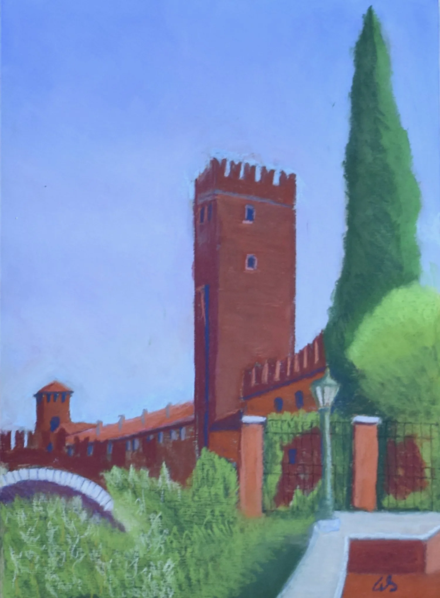  Verona Castelvecchio, 2026  pastel on paper, 9×12 inches 