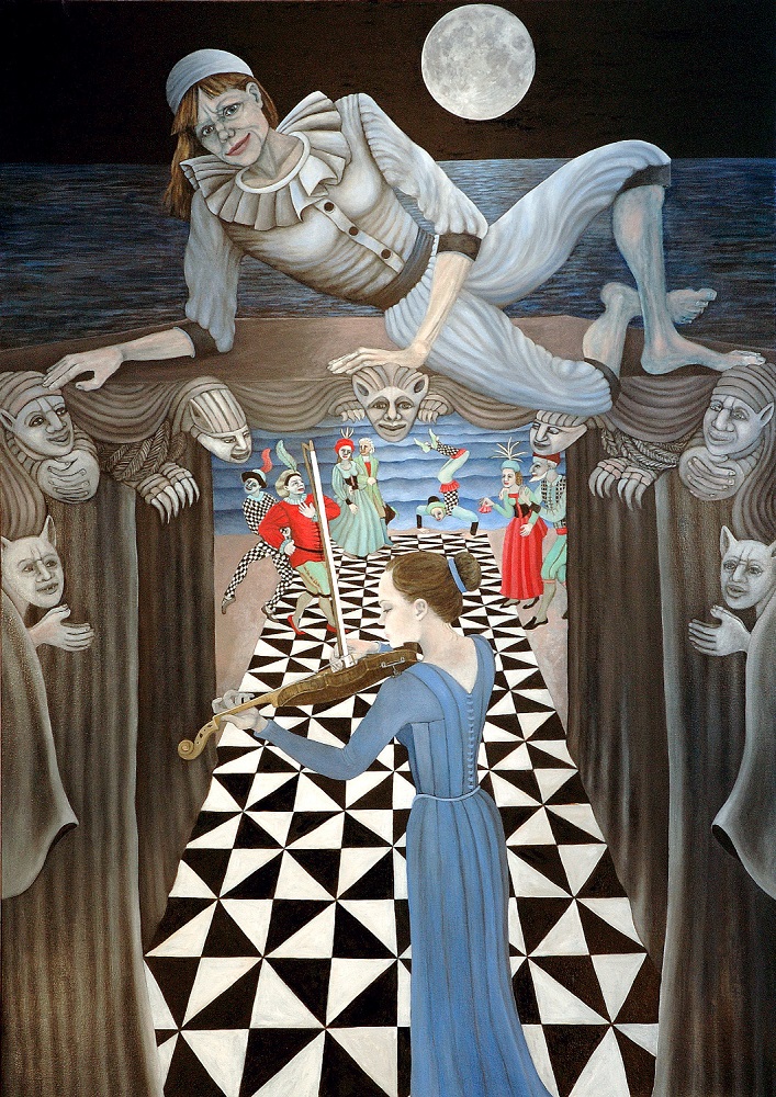Pierrot Lunaire, 6 ft x 4 ft, 182.88 cm x 121.92 cm, oil on canvas.