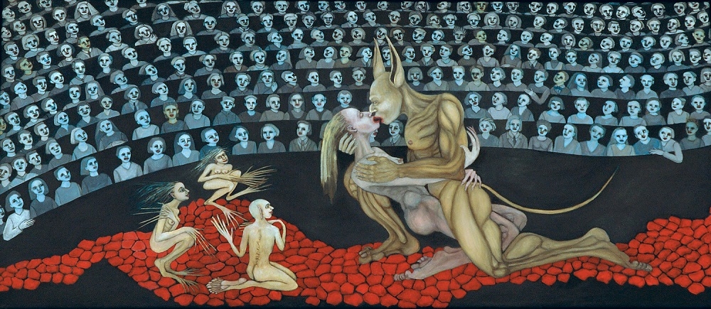Ill Met By Moonlight-Proud Titania, 21 in x 49 in, 53.34 cm x 124.46 cm, oil on linen.