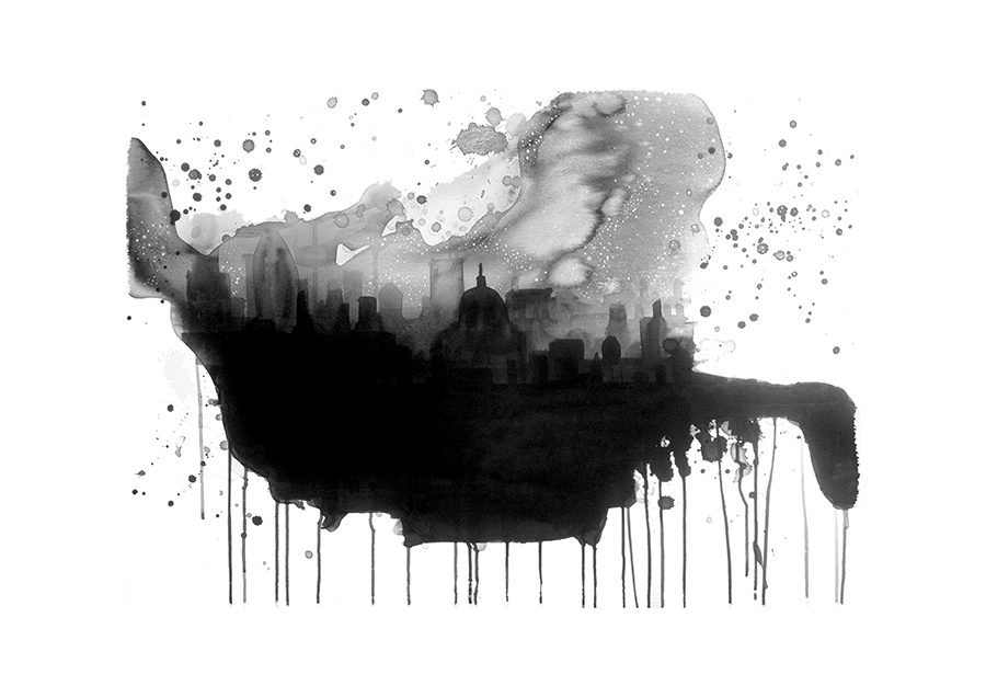 Above London Skyline in Black and White Art Print — Drawn Together