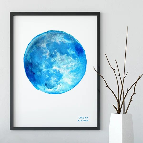 Drawn Together Art Collective Art Print Supermoon Blue Moon Framed.jpg